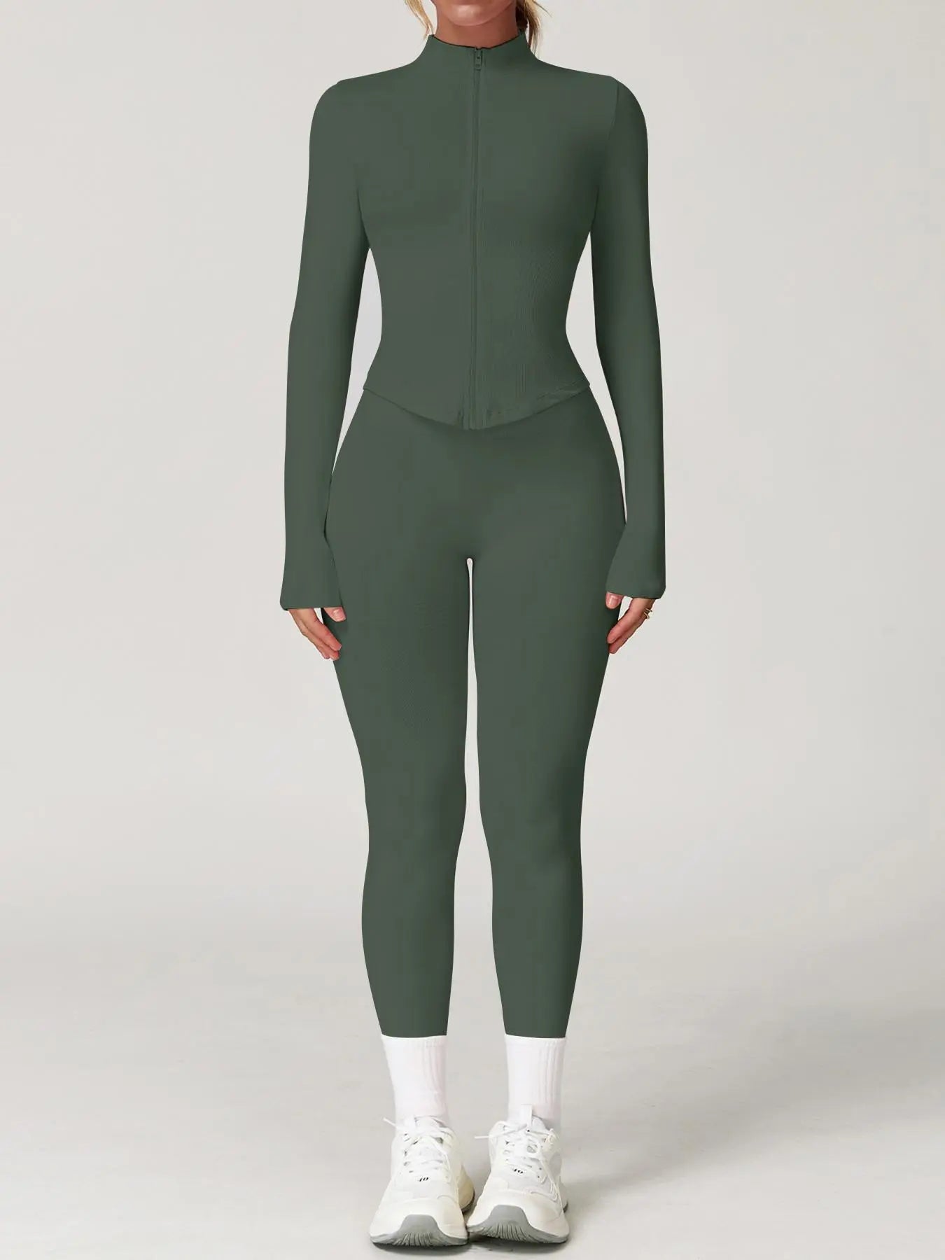 Women'S 2-Piece Tracksuit Set, Seamless Stand-Collar Zipper Windproof Slim Warm Long Sleeve Top & Tight Hip Lifting Pants, Quick Dry Stretchy Breathable with Thumb Holes, Sweatsuit Set, Sweatsuit Outfits