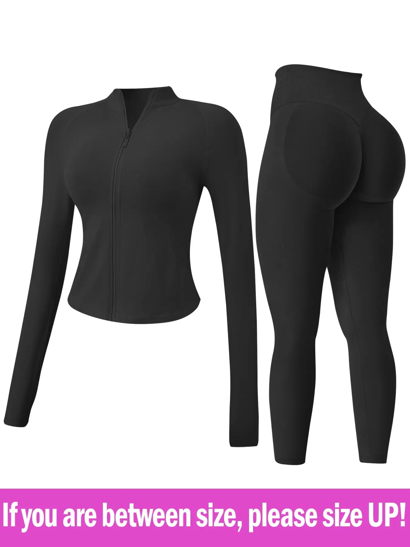 Women'S 2-Piece Tracksuit Set, Seamless Stand-Collar Zipper Windproof Slim Warm Long Sleeve Top & Tight Hip Lifting Pants, Quick Dry Stretchy Breathable with Thumb Holes, Sweatsuit Set, Sweatsuit Outfits