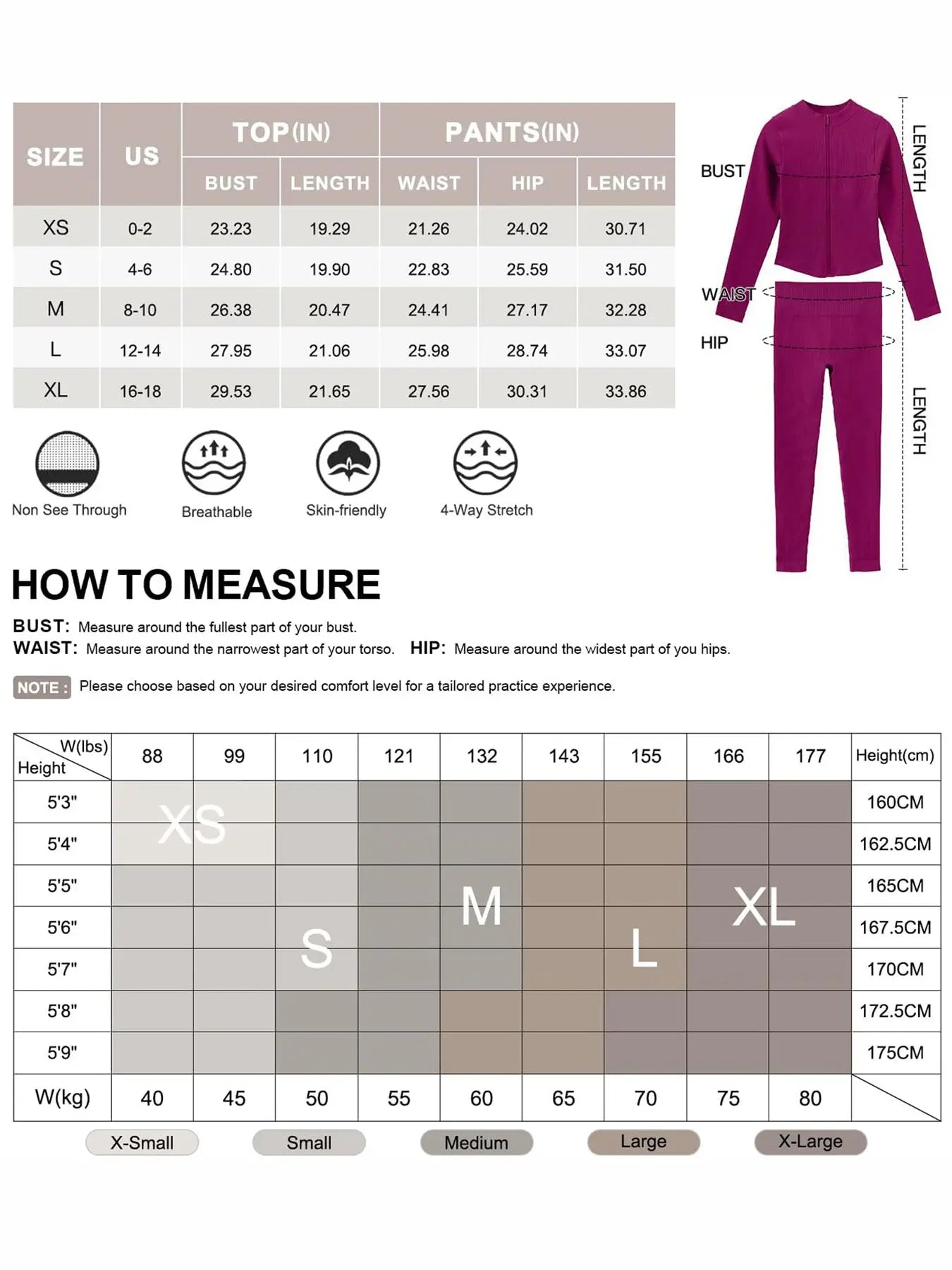 Women'S 2-Piece Tracksuit Set, Seamless Stand-Collar Zipper Windproof Slim Warm Long Sleeve Top & Tight Hip Lifting Pants, Quick Dry Stretchy Breathable with Thumb Holes, Sweatsuit Set, Sweatsuit Outfits